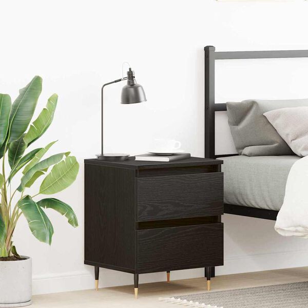 vidaXL Bedside Cabinet with Drawer Black Oak 15.75 x 13.78 x 19.69 in