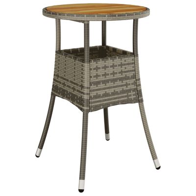 vidaXL Patio Table Ø23.6"x29.5" Acacia Wood and Poly Rattan Gray