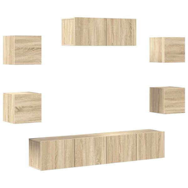 vidaXL 7 Piece TV Cabinet Set Sonoma Oak Engineered Wood