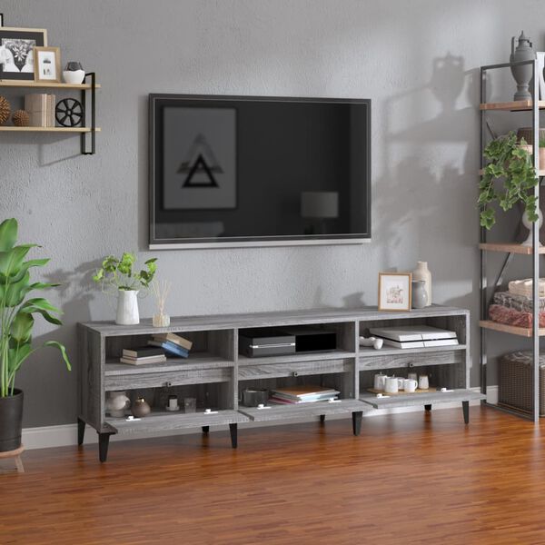 vidaXL TV Cabinet Grey Sonoma Engineered Wood 59.1 x 11.8 x 17.5 in