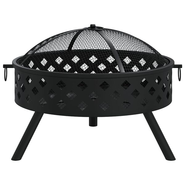 vidaXL Fire Pit with Poker 22.8 " XXL Steel