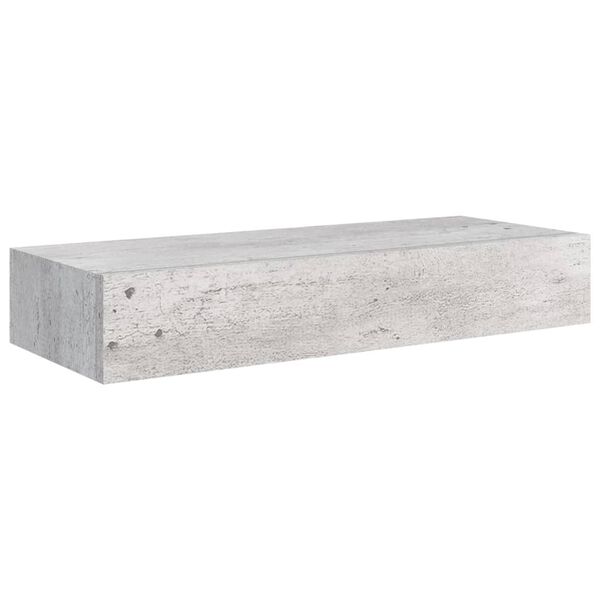 vidaXL Drawer Shelf Set of 2 Concrete Grey MDF 23.6 x 9.3 x 3.9 in