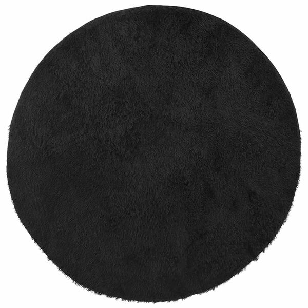 vidaXL Shaggy Rug Black 100% Polyester 63 in x 63 in Non-slip Rug