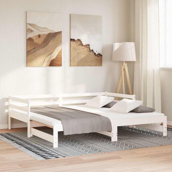 vidaXL Day Bed White Solid pine wood Twin, Full
