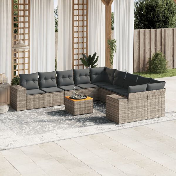 vidaXL Garden Sofa Set Grey, Dark Grey
