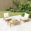 vidaXL Garden Lounge Set Cream White, Bamboo Bamboo, Fabric (100% polyester)