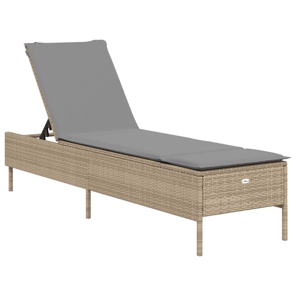 vidaXL Sun Lounger Beige PE rattan, powder-coated steel
