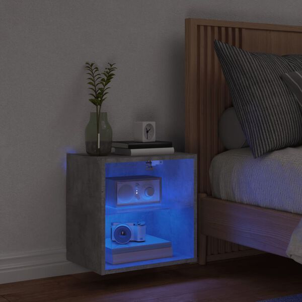 vidaXL Bedside Cabinet Concrete grey Engineered wood, glass Medium