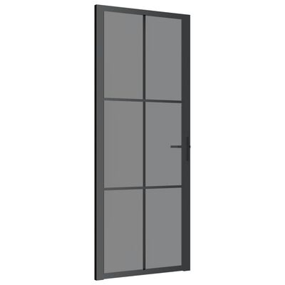 vidaXL Interior Door 32.7"x79.3" Black ESG Glass and Aluminum