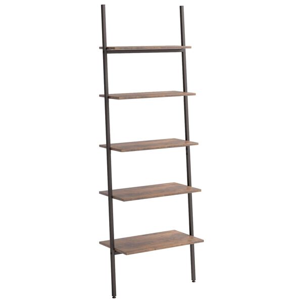 vidaXL Leaning Shelf Dark brown and black Engineered wood and steel