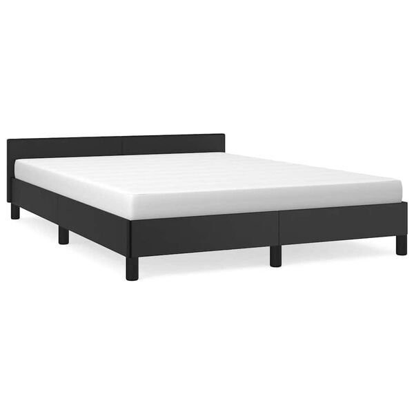 vidaXL Bed Frame With Headboard Black Faux leather, plywood, engineered wood