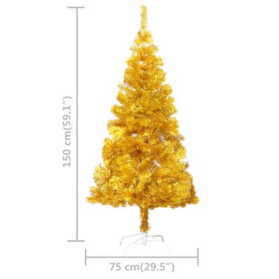 vidaXL Artificial Pre-lit Christmas Tree with Ball Set Gold 59.1" PET