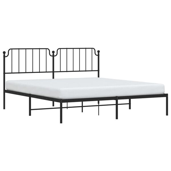 vidaXL Bed Frame Black Powder-Coated Steel Super King Bed Frame