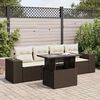 vidaXL Garden Sofa Set Brown PE rattan Large Adjustable Armrests