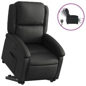 vidaXL Electric Stand up Recliner Chair Black Real Leather