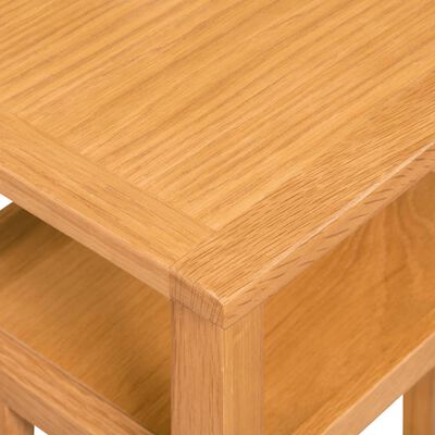 vidaXL End Table with Magazine Shelf Solid Oak Wood 10.6"x13.8"x21.7"