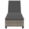 vidaXL Sun Lounger with Cushions Grey 55x200x25,5cm Poly Rattan