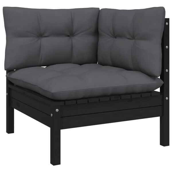 vidaXL Garden Lounge Set Black Solid pinewood, polyester 6 Piece Set