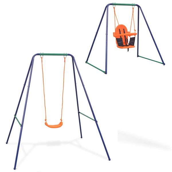 vidaXL Children Swing Seat Blue Steel Standard Ergonomic Outdoor Swing