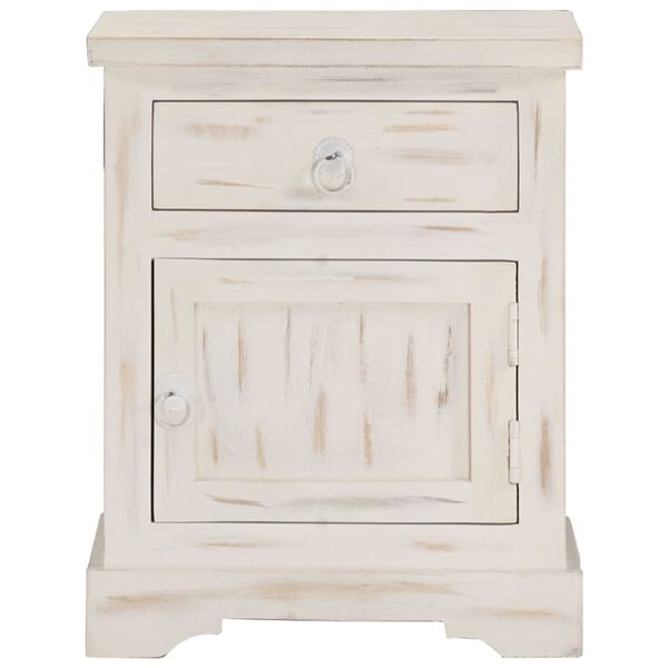 vidaXL Bedside Cabinet White Solid mango wood 15.7 x 11.8 x 19.7 in