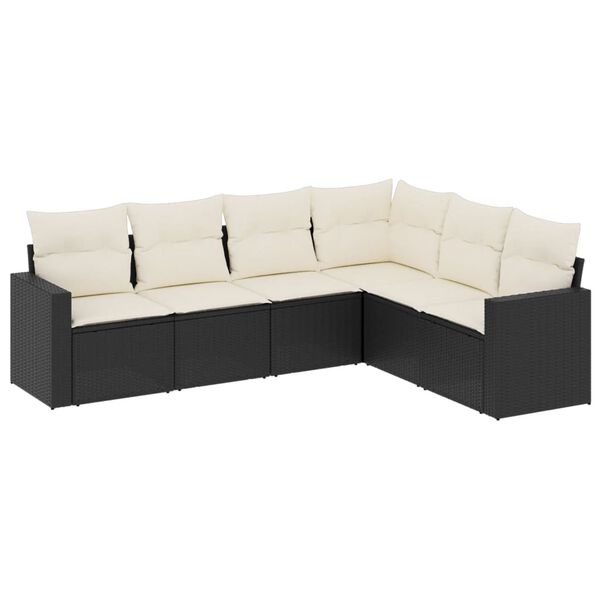 vidaXL Garden Sofa Set Black, Cream White