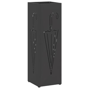 vidaXL Umbrella Stand Black 15.5 x 15.5 x 49 cm Metal