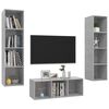vidaXL 3 Piece TV Stand Set Concrete Gray Engineered Wood
