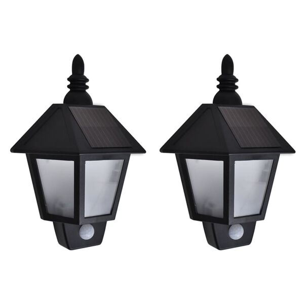 vidaXL Wall Lantern Set of 2 Black ABS Medium Lights Wall Lantern