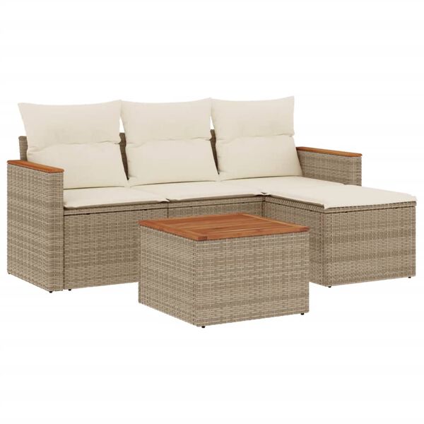 vidaXL Garden Sofa Set Beige Polyethylene (PE) rattan Large Modular