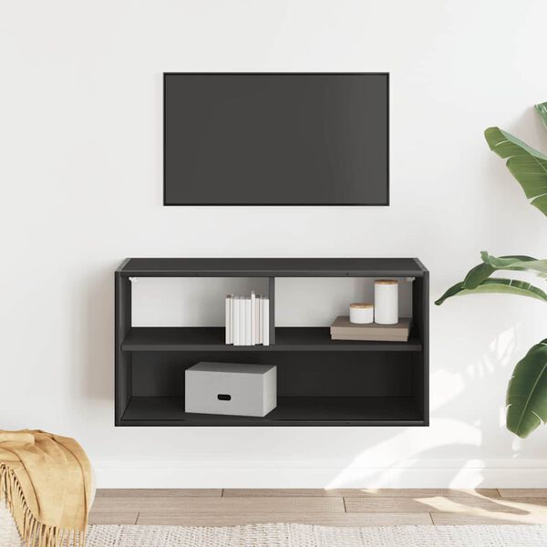 vidaXL TV Cabinet Black Engineered wood and metal Medium TV Cabinet
