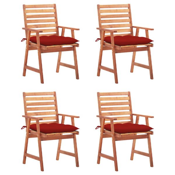 vidaXL Patio Chair Set of 4 Natural Wood Solid Acacia wood Standard
