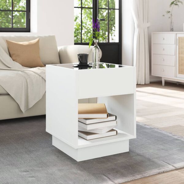 vidaXL Coffee Table White Engineered wood, Glass Medium Coffee Table