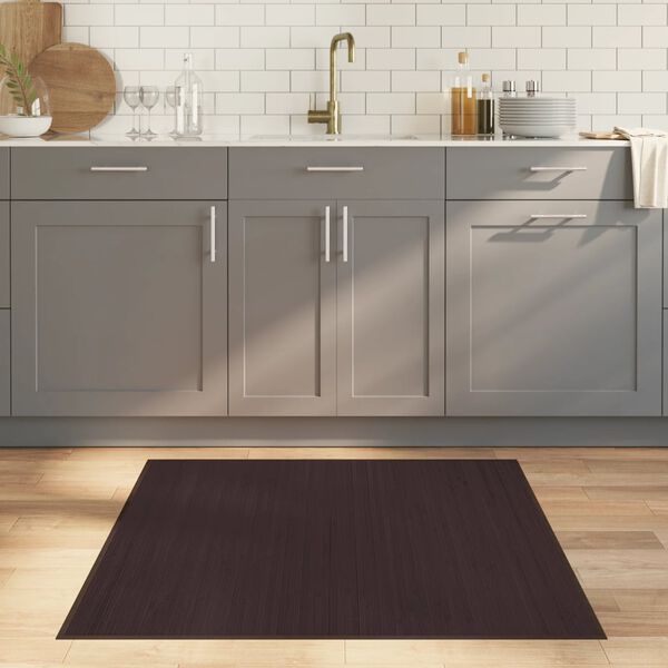 vidaXL Rug Dark Brown Bamboo 39.4x39.4 in Rug Square Modern