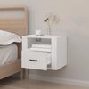 vidaXL Wall-mounted Bedside Cabinet White Engineered wood Medium Storage