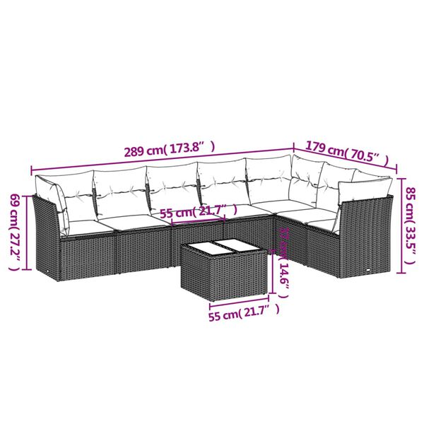 vidaXL Garden Sofa Set Black PE Rattan Large Modular Garden Sofa Set