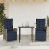 vidaXL Garden Dining Set Grey, Navy Blue, Black