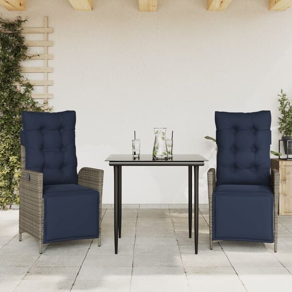 vidaXL Garden Dining Set Grey, Navy Blue, Black