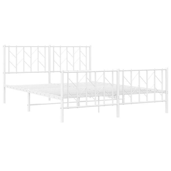 vidaXL Bed Frame White Steel King Size Bed Frame Rectangular