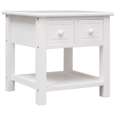 vidaXL Side Table White 15.7"x15.7"x15.7" Paulownia Wood