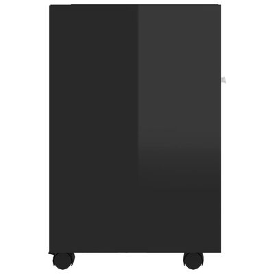 vidaXL Side Cabinet with Wheels High Gloss Black 13"x15"x23.6" Engineered Wood