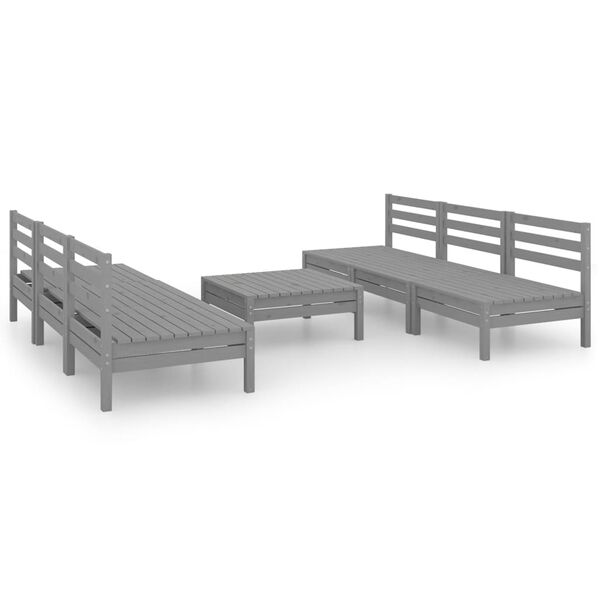 vidaXL 7 Piece Patio Lounge Set Gray Solid Pinewood
