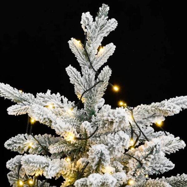 vidaXL Artificial Hinged Christmas Tree 150 LEDs & Flocked Snow 59.1"