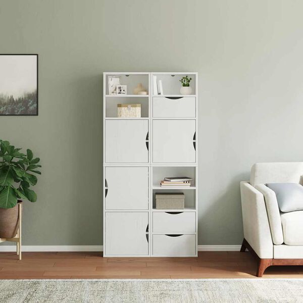 vidaXL Side Cabinet White Solid Pine Wood, Engineered Wood Medium