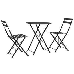 vidaXL Bistro Set Black Powder-coated steel Compact Foldable