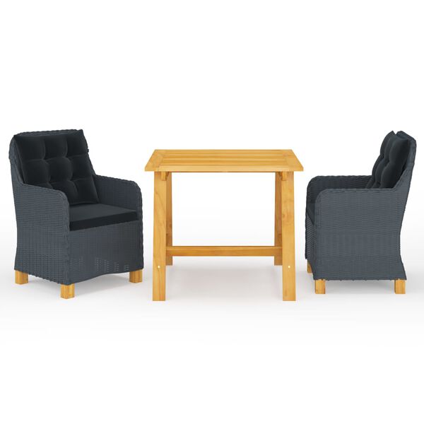 vidaXL 3 Piece Patio Dining Set Dark Gray