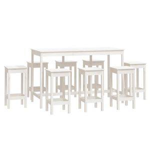 vidaXL Bar Set White Solid pine wood Seats Many Bar Set Rectangular