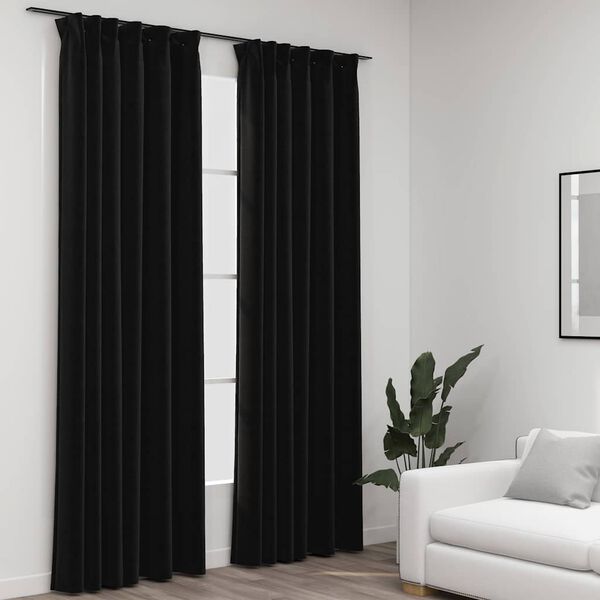 vidaXL Linen-Look Blackout Curtains with Hooks 2 pcs Anthracite 55.1x88.6"