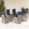 vidaXL Garden Dining Set Grey Poly Rattan Standard Adjustable Footrests