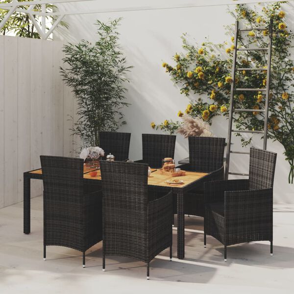 vidaXL Outdoor Dining Set Black
