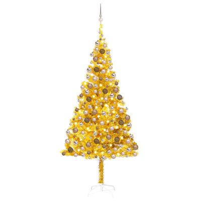 vidaXL Artificial Pre-lit Christmas Tree with Ball Set Gold 82.7" PET